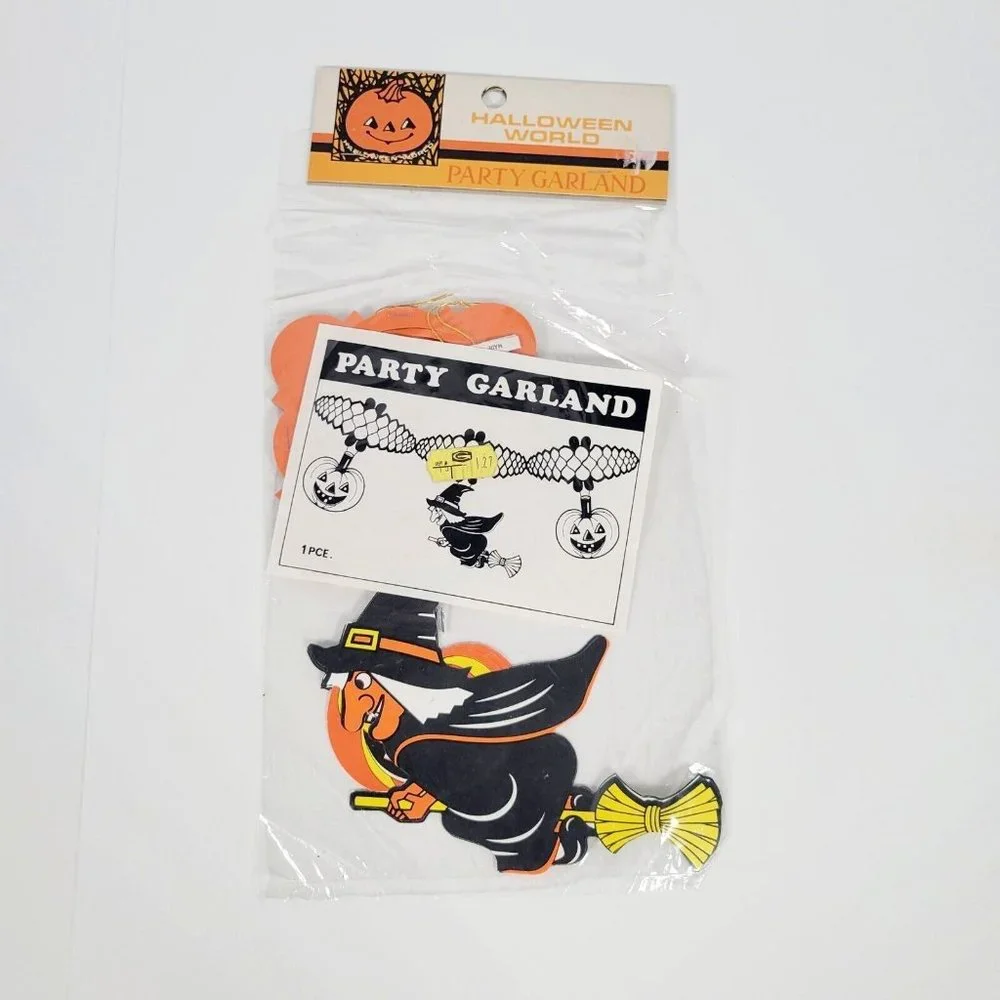 Vtg Halloween Witch 3D Party Garland | 9ft | Kurt Adler | New Old Stock | Japan